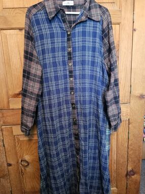 NATURAL LIFE Plaid Shirt Dress XL